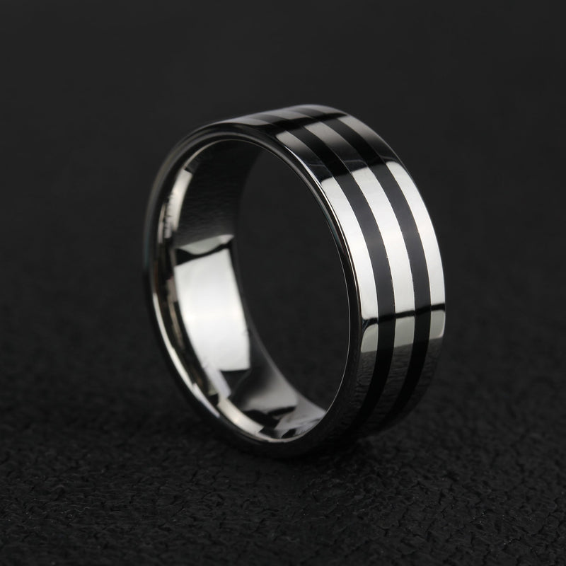 Zink Men's Silver & Black Stainless Steel Ring | Zjrg005spb by i-watch