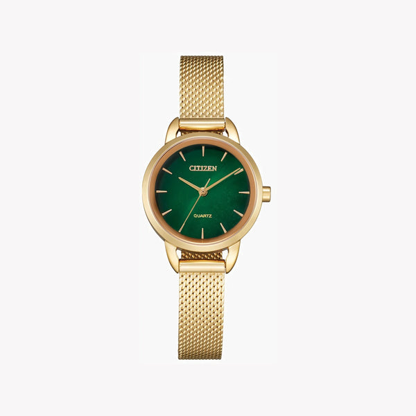 Citizen Eq3003-50w Radiant Elegance - Stunning Gold & Green Timepiece For The Modern Woman by i-watch