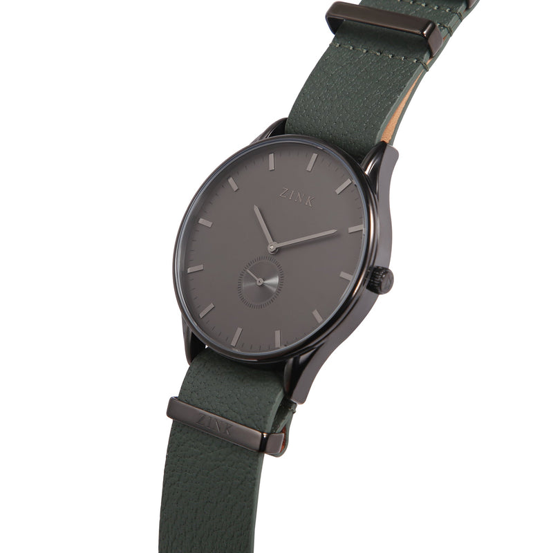 Zink Zk130g5ls-32s Elegant Timepiece - Green Leather Band & Black Dial Men's Watch by i-watch