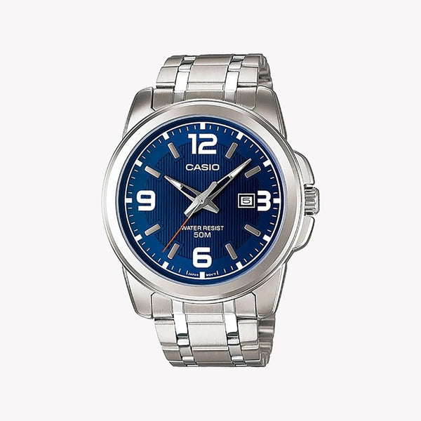 Casio Men's Silver Watch, Blue Dial | Mtp-1314d-2avdf by i-watch