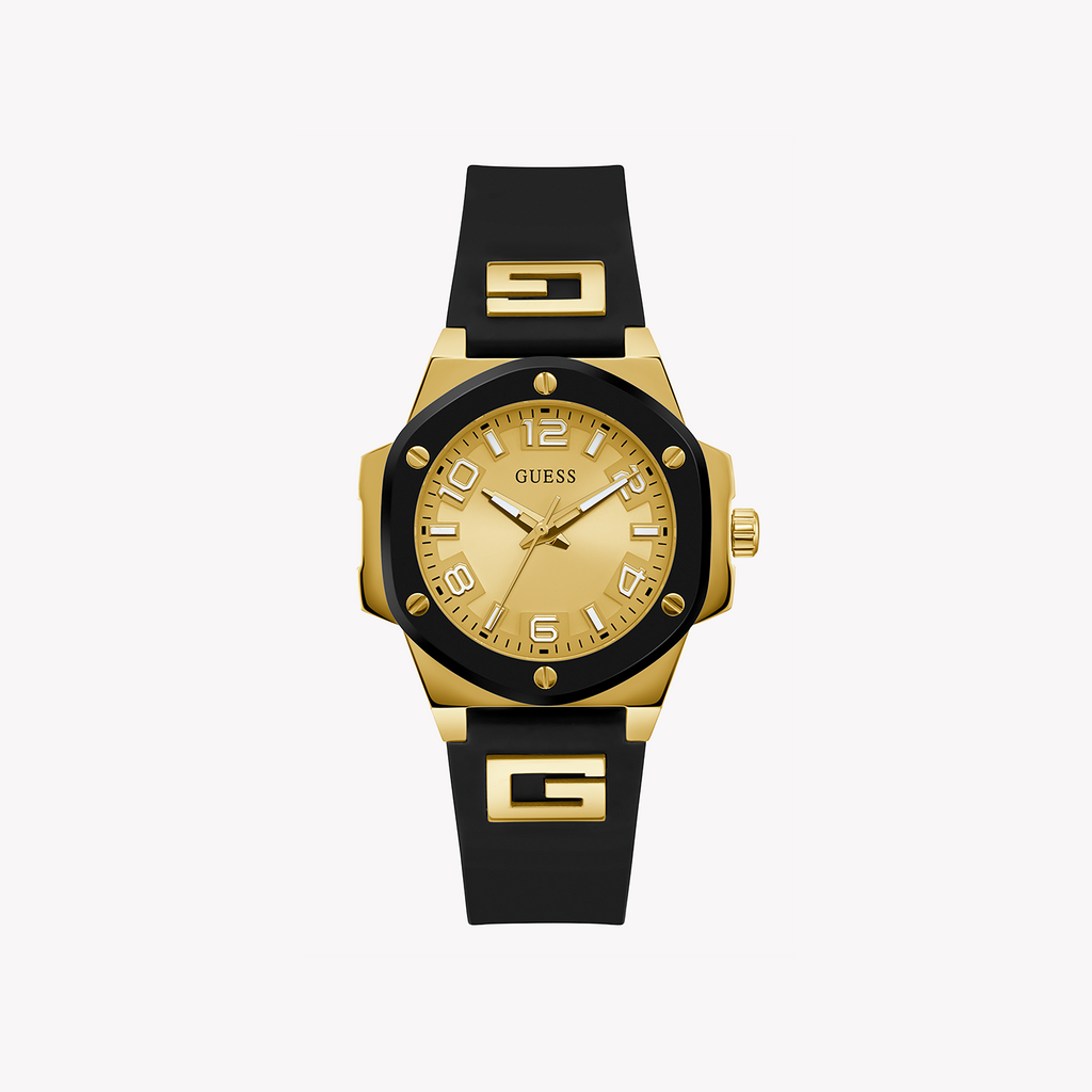 GUESS GW0555L2 MODERN CHIC - ELEGANT GOLD & BLACK WOMEN'S WATCH WITH CHAMPAGNE DIAL