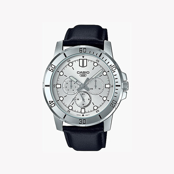 Casio Mtp-Vd300l-7eudf - Sporty Elegance Men's Watch With Leather Band And Classic White Dial by i-watch