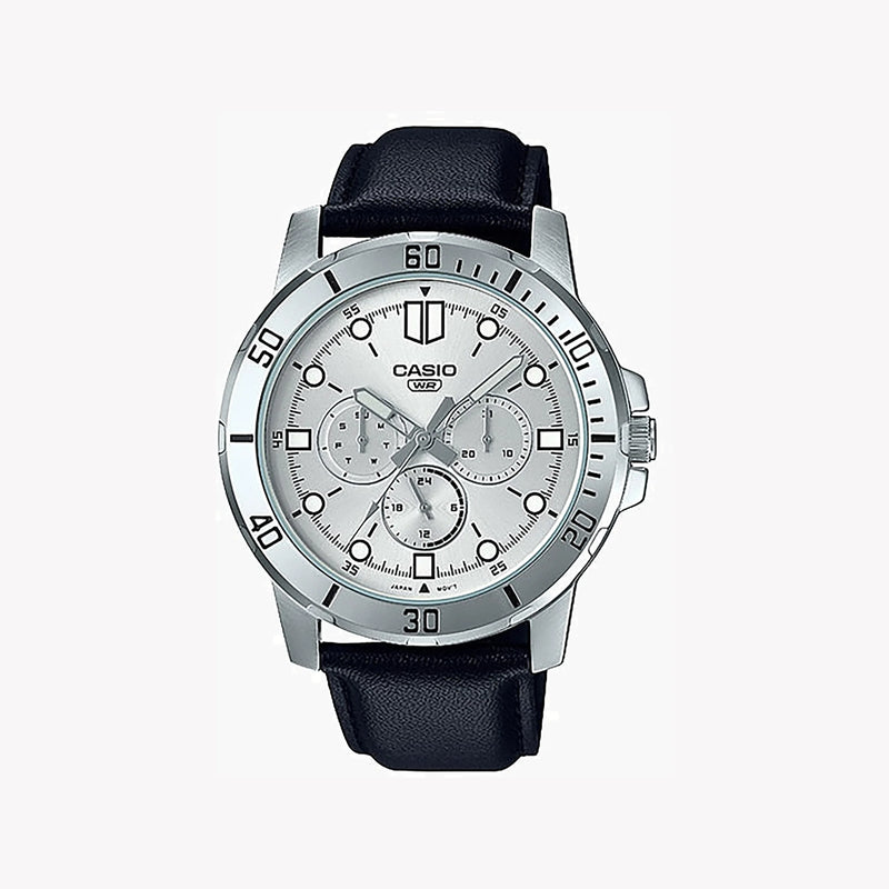 Casio Mtp-Vd300l-7eudf - Sporty Elegance Men's Watch With Leather Band And Classic White Dial by i-watch