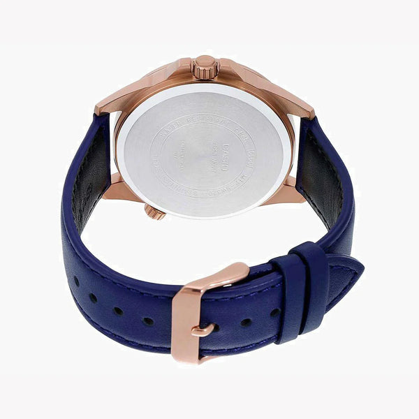 Casio Mtp-Sw320rl-2avdf - Sporty Elegance In Rose Gold & Blue Dial Men's Watch With Leather BAnd and Water Resistance by i-watch