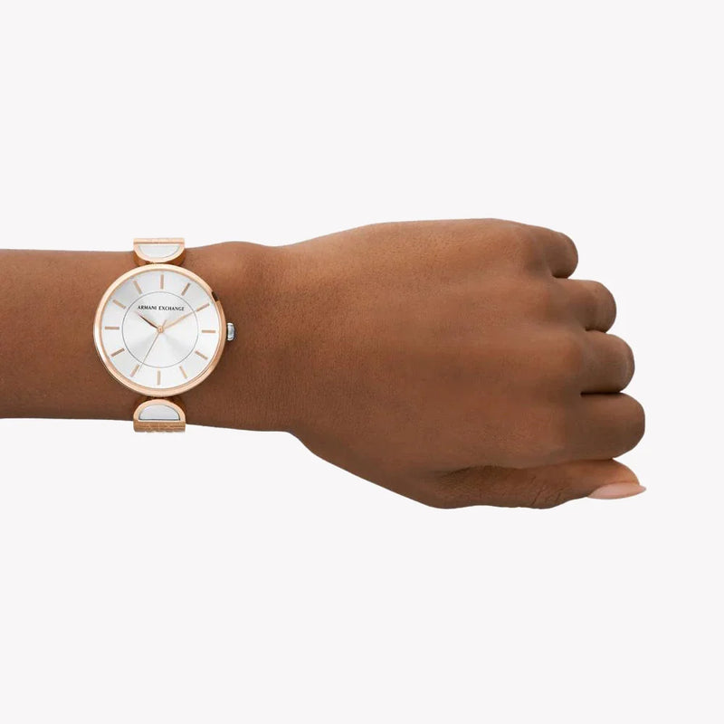 ARMANI EXCHANGE AX5383 - ELEGANT SILVER-ROSE GOLD WOMEN'S TIMEPIECE WITH MINIMALIST CHARM-i-Watch-4