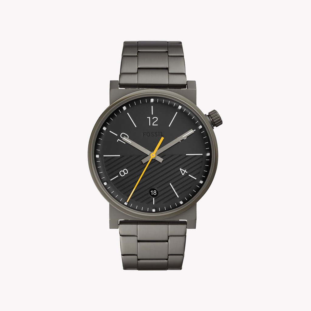 FOSSIL FS5508 MEN'S WATCH - CLASSIC GRAY STAINLESS STEEL WITH BLACK DIAL, ELEGANT & VERSATILE