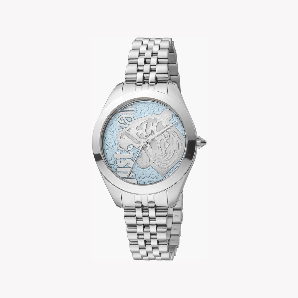 JUST CAVALLI Women's Watch with Silver Stainless Steel Case and Silver Stainless Steel Band