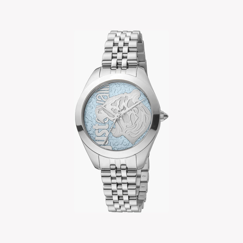 Just Cavalli Women's Silver Watch, Blue Dial | Jc1l210m0135 by i-watch