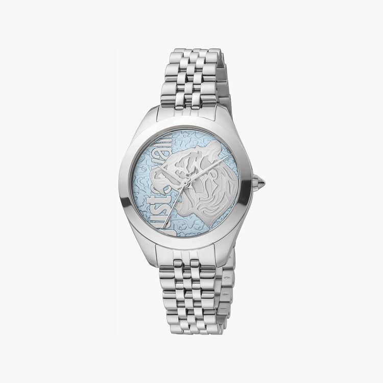 JUST CAVALLI Women's Watch with Silver Stainless Steel Case and Silver Stainless Steel Band