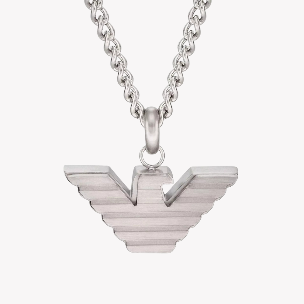 Emporio Armani Men's Silver Necklace, Logo Pendant | EGS2916040
