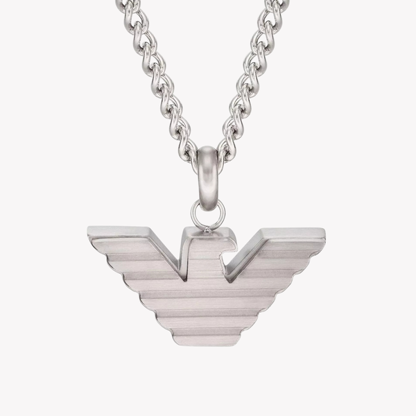 Emporio Armani Men's Silver Necklace, Logo Pendant | EGS2916040