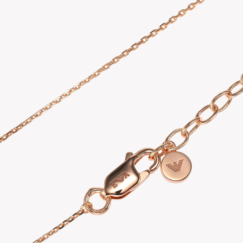 Emporio Armani Women's Rose Gold Necklace, Sterling Silver with Malachite & Crystals | EG3569221