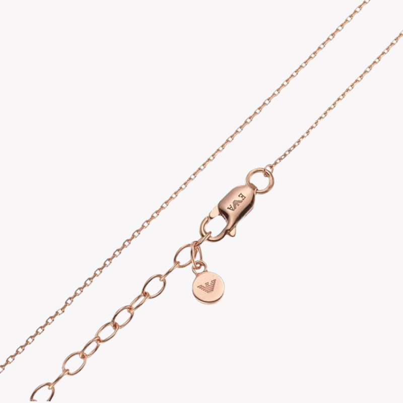 Emporio Armani Women's Rose Gold Necklace, Sterling Silver with Champagne & Green Stones | EG3577221