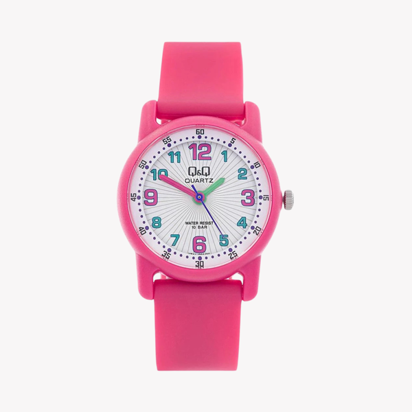 Q&Q Unisex Pink Unisex Watch, White Dial | VR41J002Y