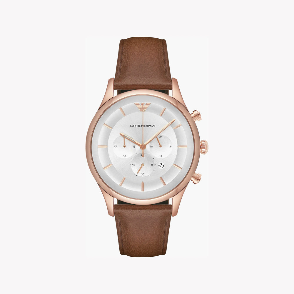 Emporio Armani Men's Rose Gold Watch, Brown Band | Ar11043 by i-watch