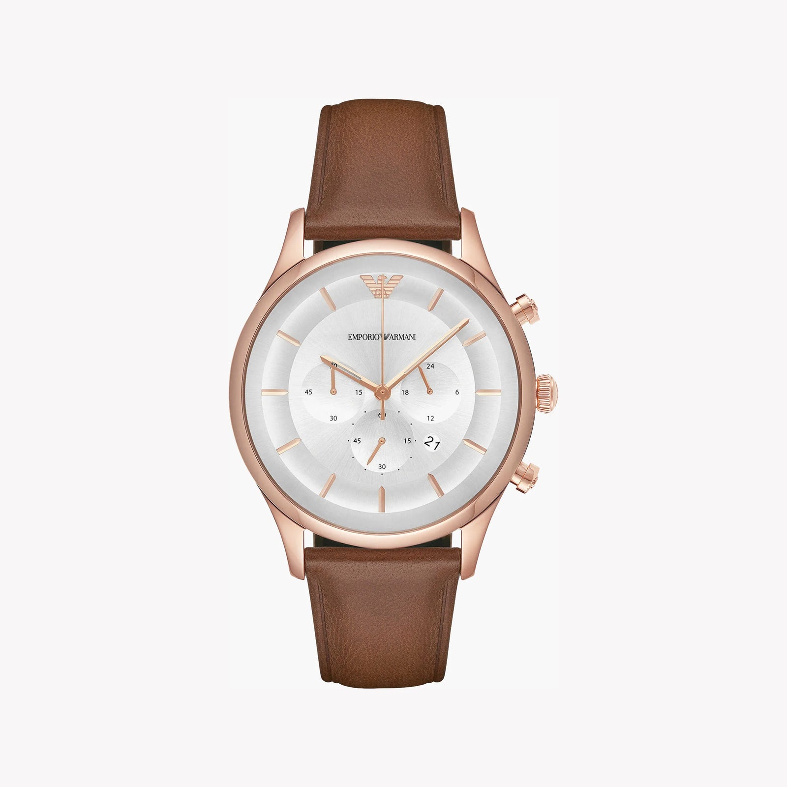 Emporio Armani Men's Rose Gold Watch, Brown Band | Ar11043 by i-watch