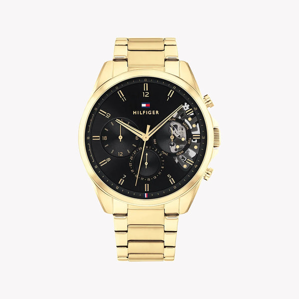 Tommy Hilfiger Men's Gold Watch, Black Dial | 1692178 by i-watch