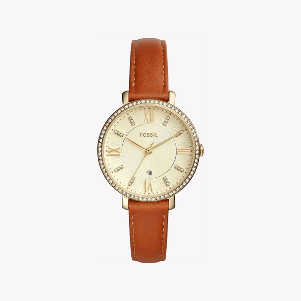 FOSSIL ES4293 ELEGANT TIMEPIECE - SOPHISTICATED GOLD & BROWN LEATHER WOMEN'S WATCH
