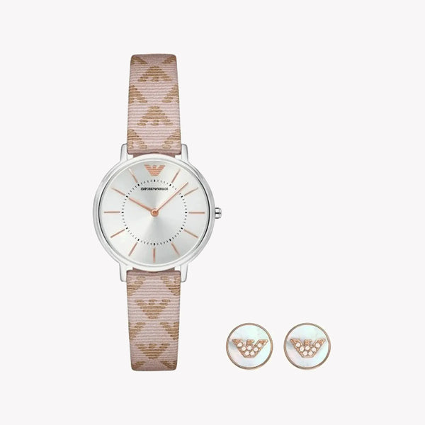Emporio Armani Women's Multicolor Leather Watch, Silver Case | Ar80007set by i-watch