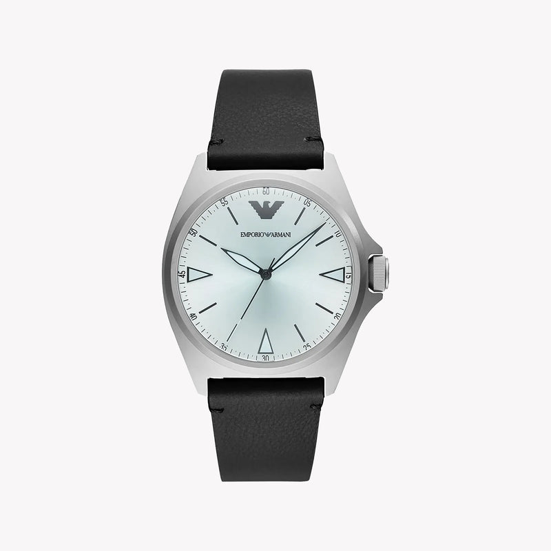 Emporio Armani Men's Silver Watch, Black Leather Band | Ar11308 by i-watch