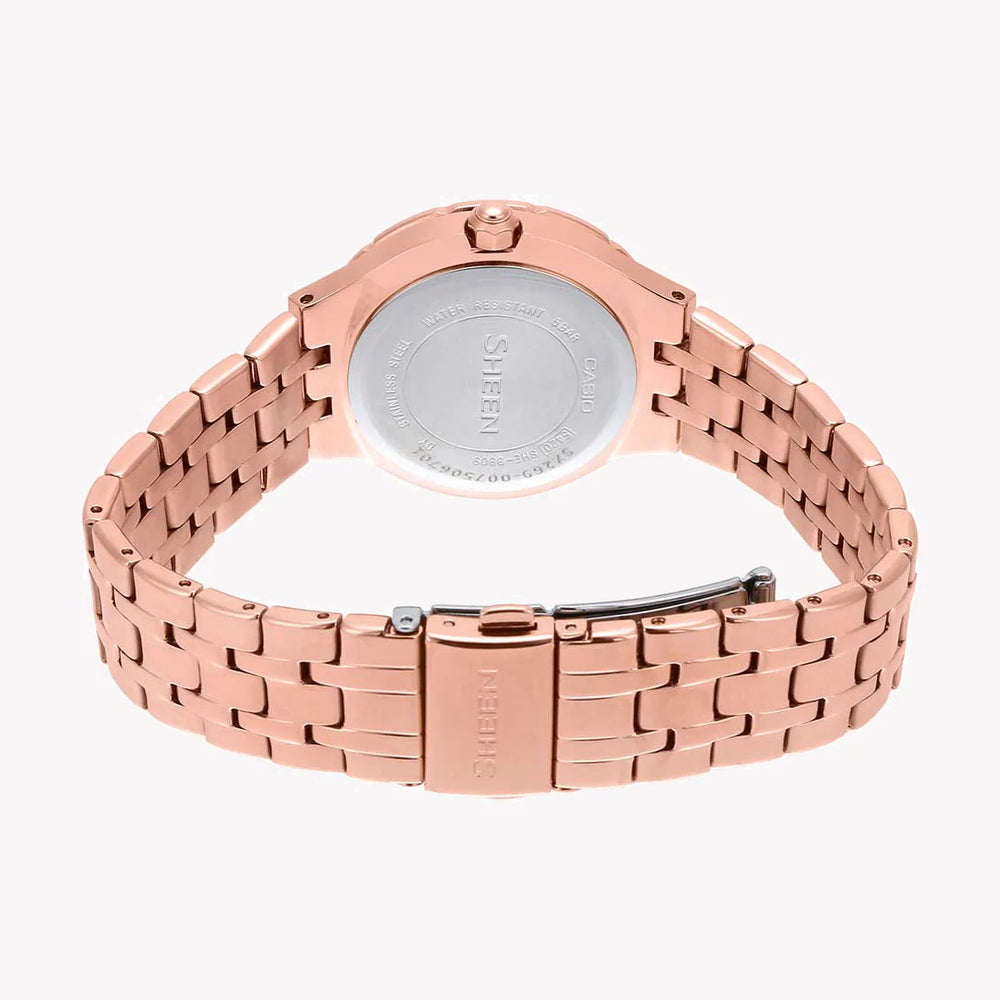 Casio She-3809pg-9audr Elegant Rose Gold Timepiece - Stunning Swarovski Crystals & Water Resistant by i-watch
