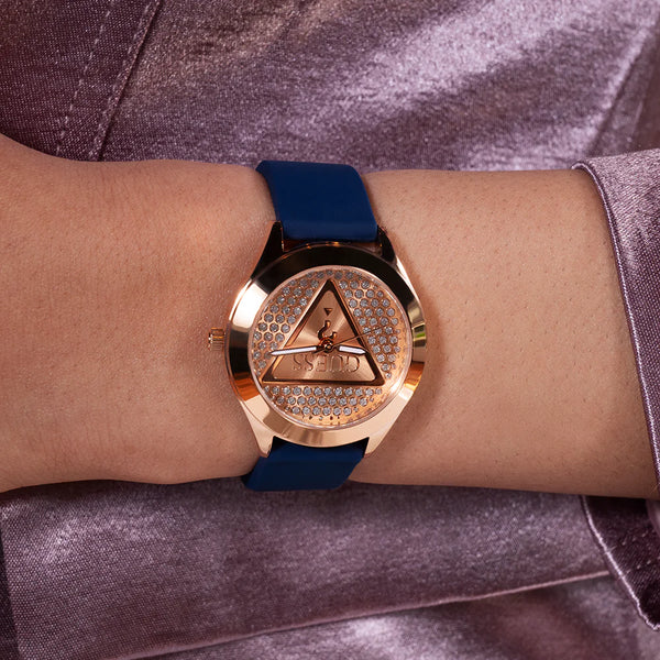 Guess Women's Rose Gold Watch, Blue Silicone Band | Gw0745l4 by i-watch