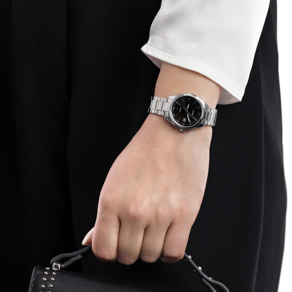 LTP-1302D-1A1VDF ELEGANCE REDEFINED - Sophisticated Women's Watch with Chic Black Dial & Silver Metal Band-i-Watch-6