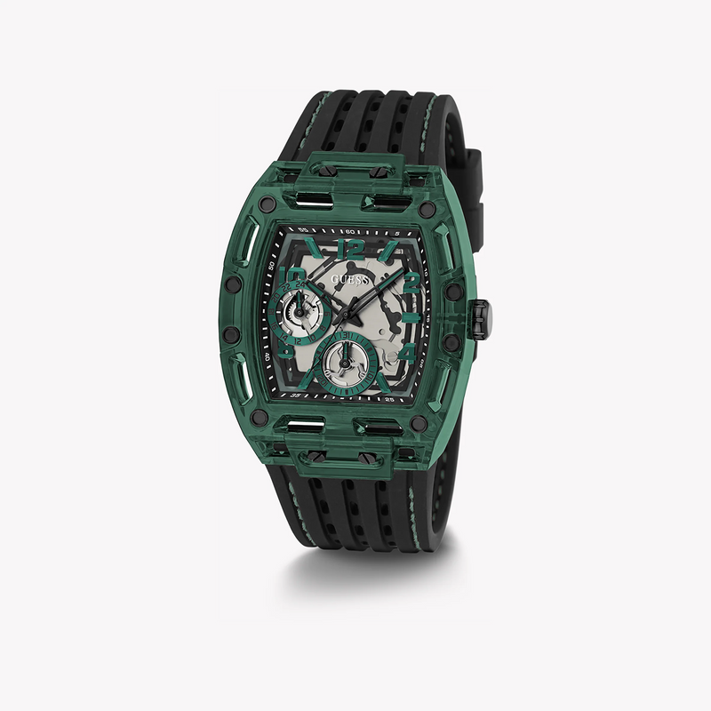Guess Men's Black Plastic Watch, Green Silicone Band | Gw0499g7 by i-watch
