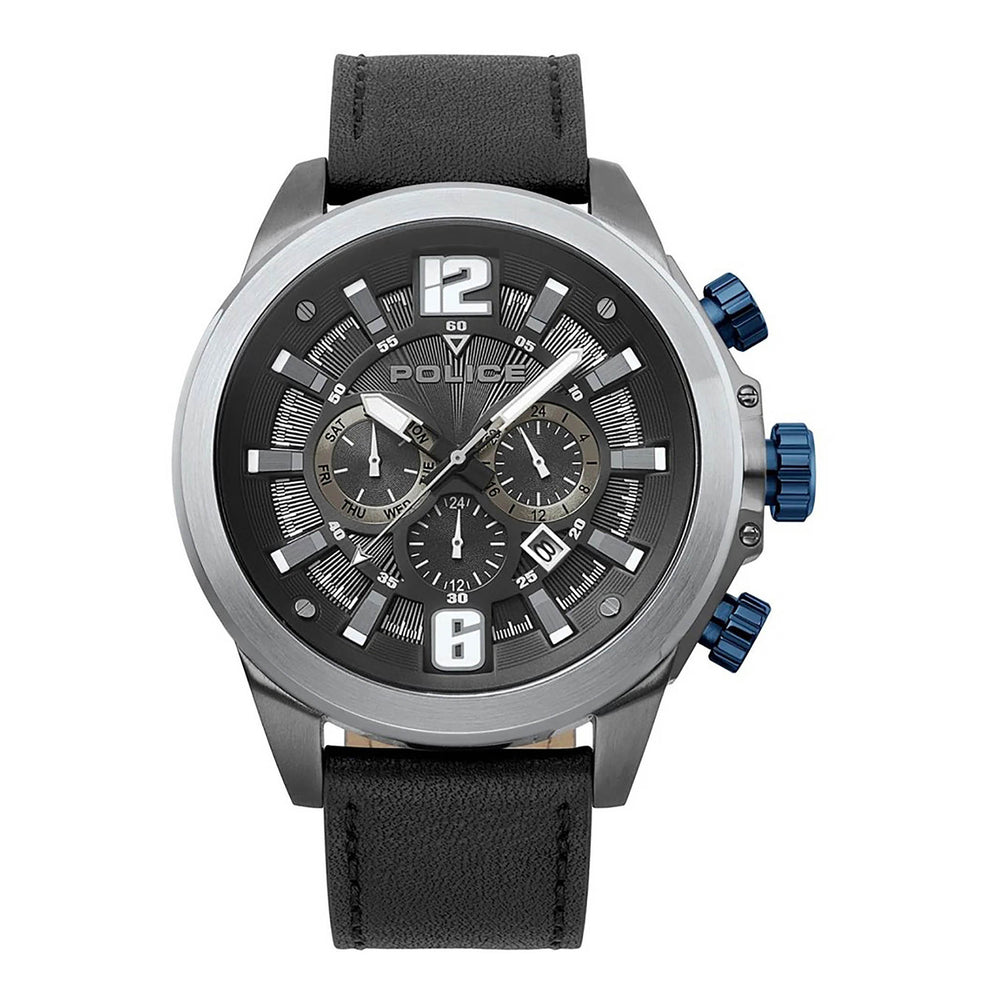 Police Watch Bold Men's Timepiece - Luxurious Black Leather & Stainless Steel 52mm by i-watch