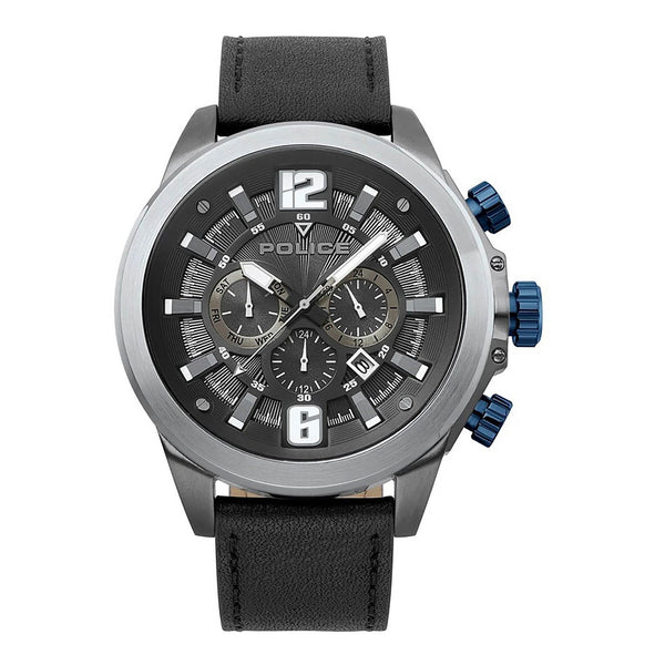 Police Watch Bold Men's Timepiece - Luxurious Black Leather & Stainless Steel 52mm by i-watch