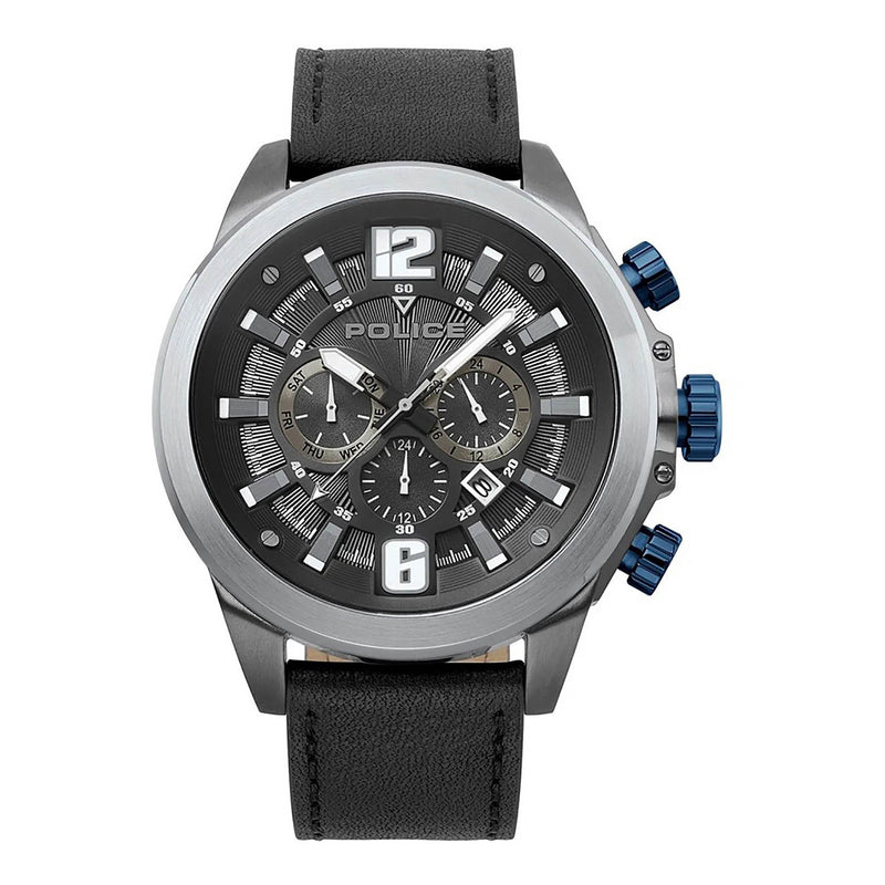 Police Watch Bold Men's Timepiece - Luxurious Black Leather & Stainless Steel 52mm by i-watch