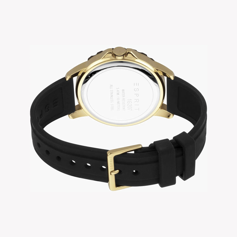 Esprit Men's Silver Dial Watch, Black Rubber Band | Es1g069m0025 by i-watch