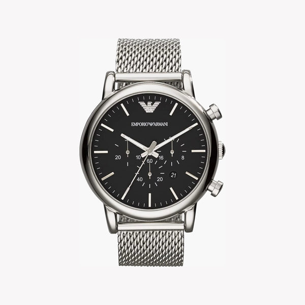 Emporio Armani Men's Silver Watch, Black Dial | Ar1808 by i-watch