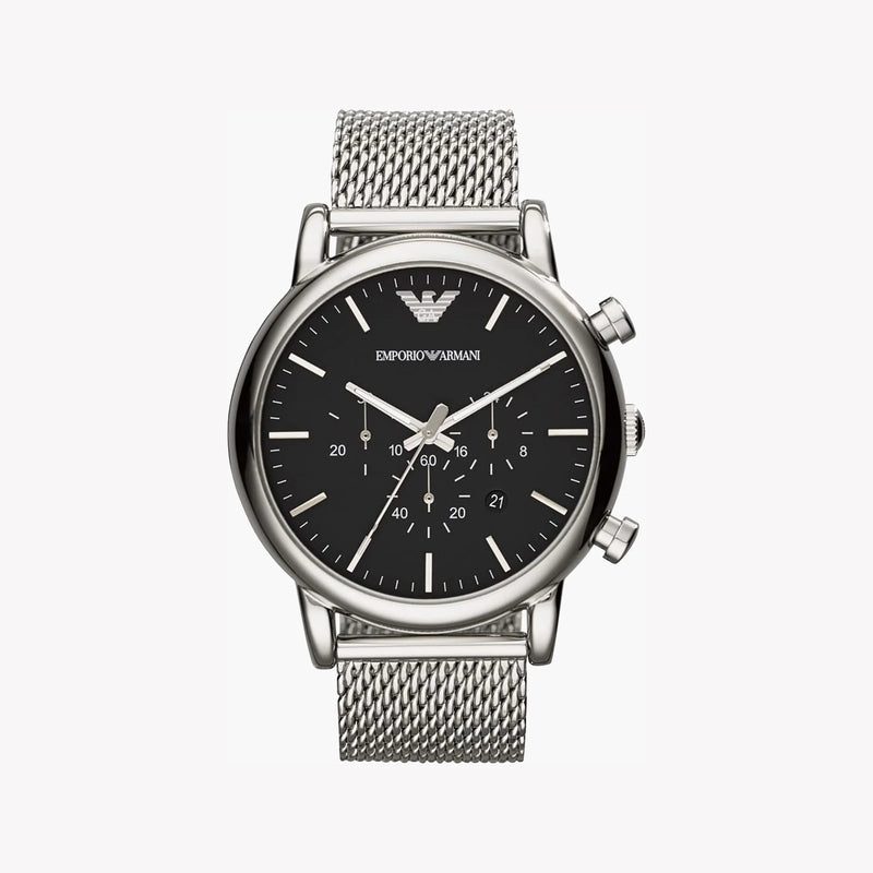 Emporio Armani Men's Silver Watch, Black Dial | Ar1808 by i-watch