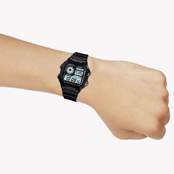 Casio Men's Black Resin Watch, Digital Display | Ae-1200wh-1avef by i-watch