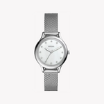 FOSSIL BQ3390 - ELEGANCE REDEFINED SILVER MESH WOMEN'S TIMEPIECE WITH WHITE DIAL