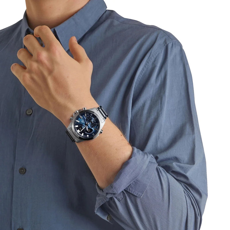 Timeless Elegance Men's Silver Silver Blue Watch, Stainless Steel | Ecb-30d-2aef by i-watch