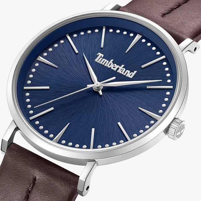 Timberland Men's Silver Stainless Steel, Brown Leather | Tdwga0029202 by i-watch