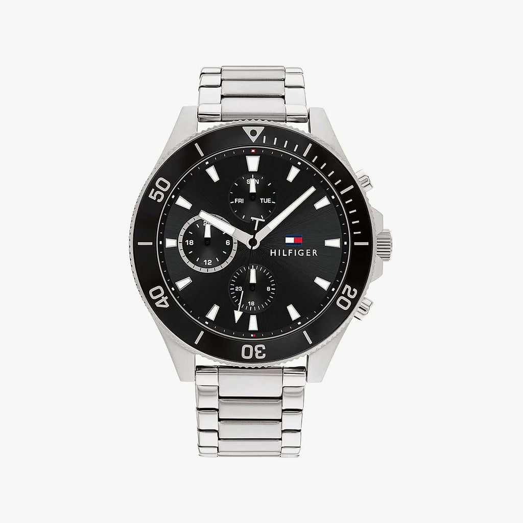 TOMMY HILFIGER 1674788 BOLD SILVER & BLACK DIAL - MODERN MEN'S TIMEPIECE