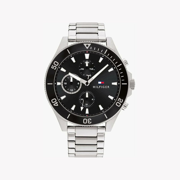 Tommy Hilfiger Men's Silver Watch, Black Dial | 1674788 by i-watch