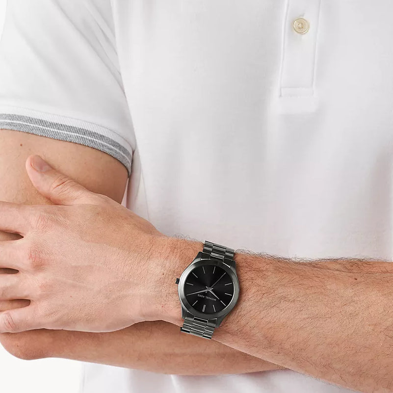 MICHAEL KORS MK1044 - BOLD SOPHISTICATION MEN'S WATCH WITH GREY STAINLESS STEEL AND BLACK DIAL-i-Watch-4