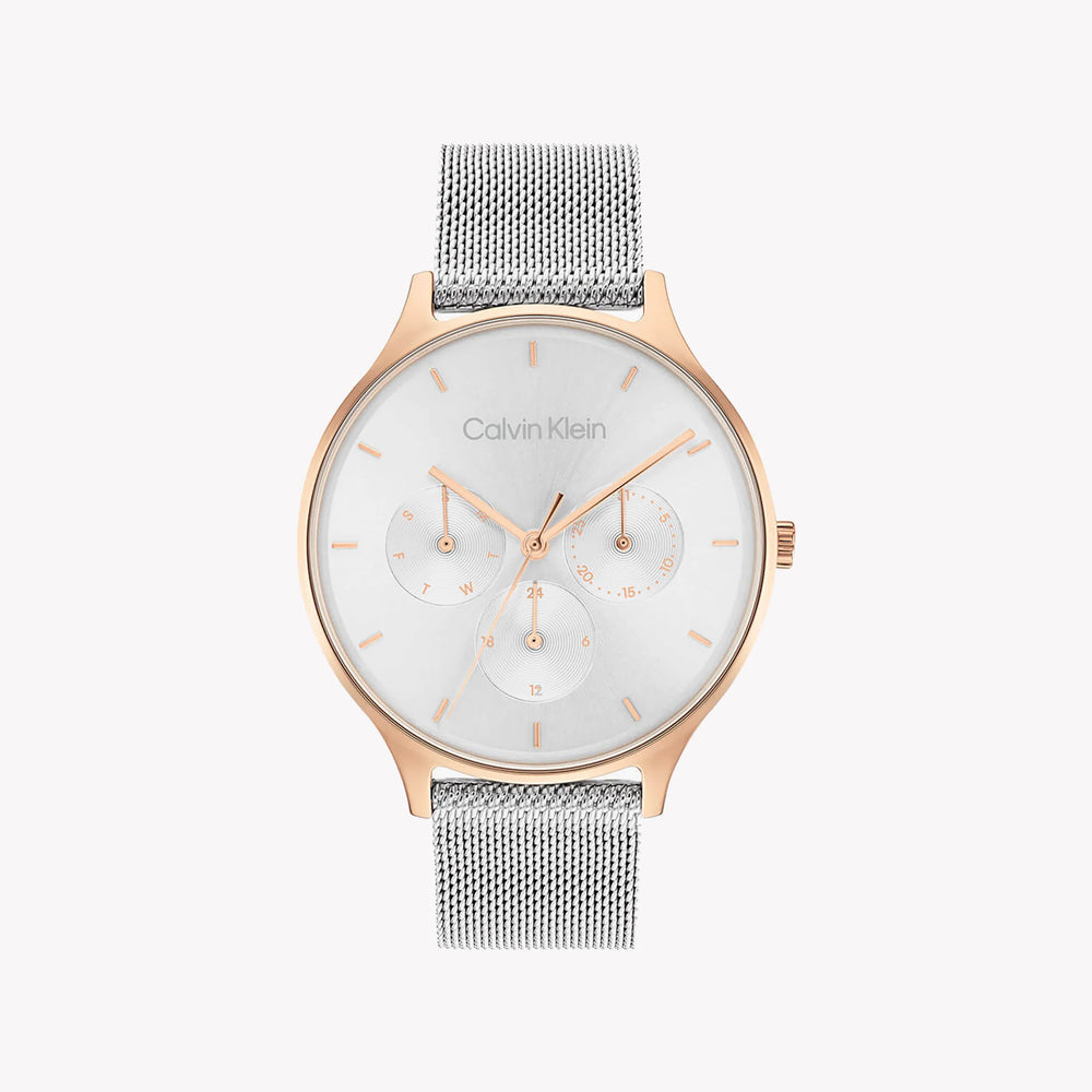 Ck Calvin Klein Men's Silver & Gold Watch, White Dial | K2g271c1 by i-watch