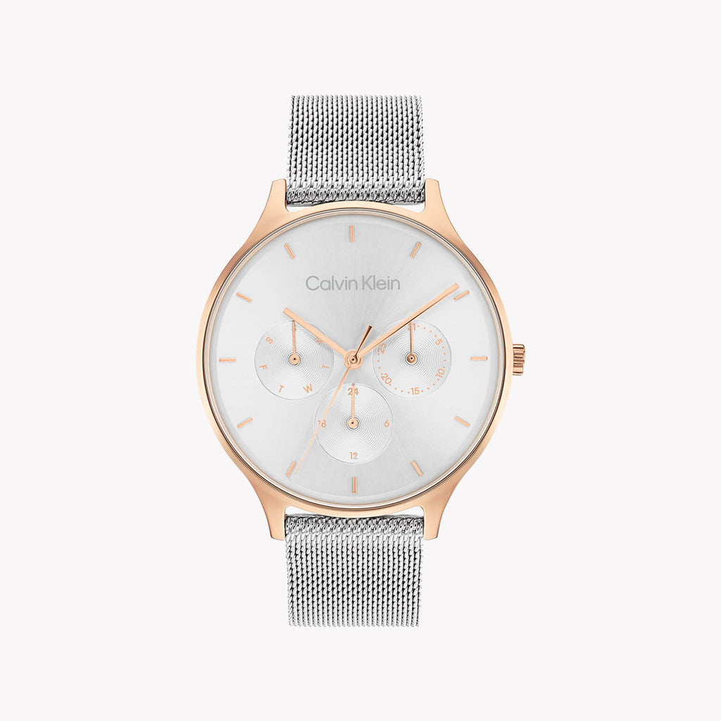 CK CALVIN KLEIN NEW COLLECTION - RADIANT ELEGANCE WOMEN'S WATCH with Gold Stainless Steel Band and Silver Dial