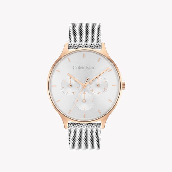 Ck Calvin Klein Men's Silver & Gold Watch, White Dial | K2g271c1 by i-watch