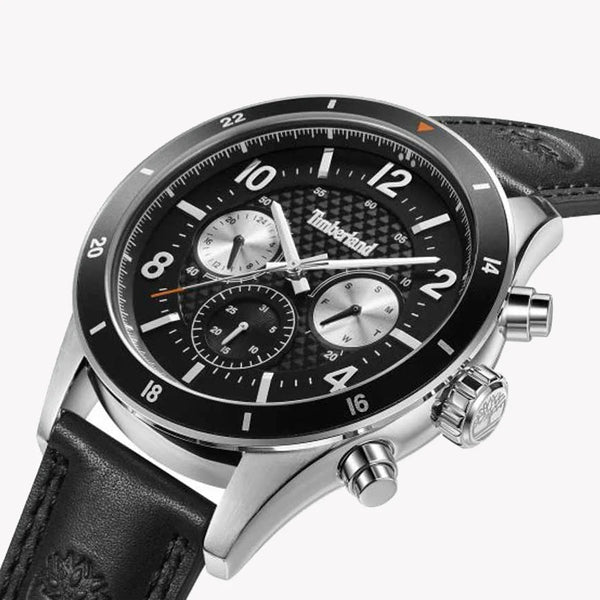 Timberland Men's Black Leather Watch, Silver Case | Tdwgf2201001 by i-watch