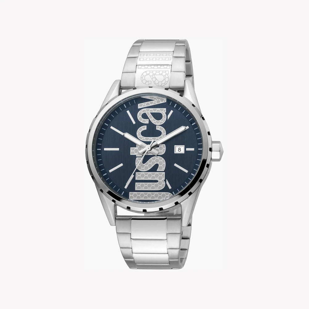 Just Cavalli Jc1g082m0065 - Elegant Blue Dial Men's Watch With Silver Stainless Steel Band by i-watch