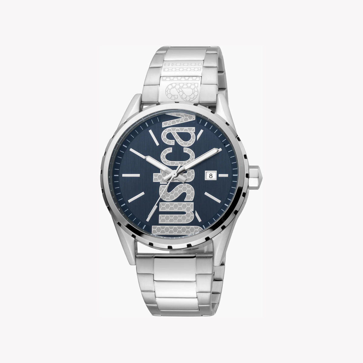 JUST CAVALLI JC1G082M0065 - ELEGANT BLUE DIAL MEN'S WATCH WITH SILVER STAINLESS STEEL BAND