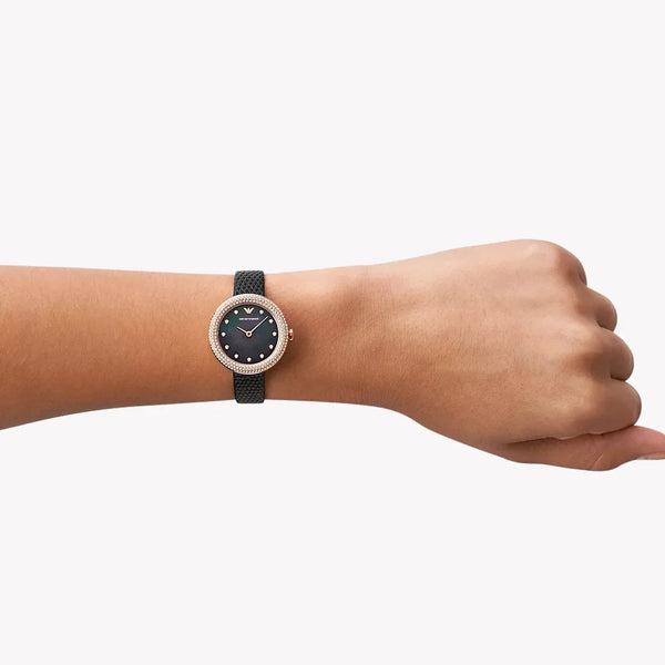 Emporio Armani Women's Rose Gold Watch, Black Dial | Ar11433 by i-watch