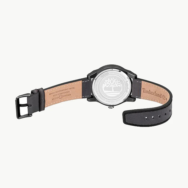 Timberland Men's Black Stainless Steel, Grey Leather | Tdwjf2002001 by i-watch