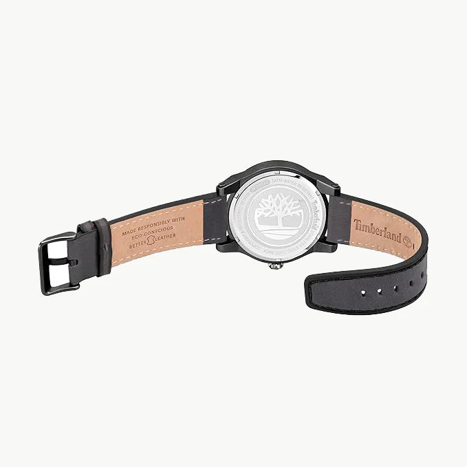 Timberland Men's Black Stainless Steel, Grey Leather | Tdwjf2002001 by i-watch